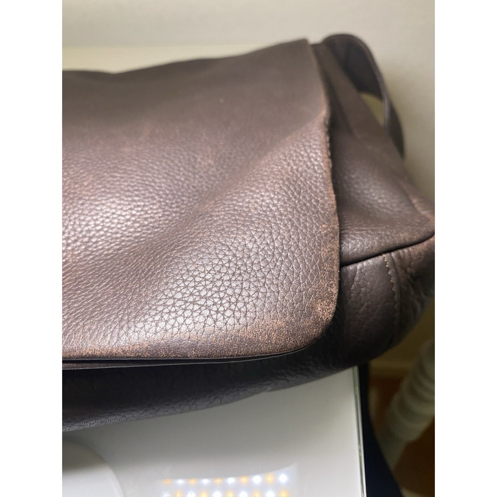 The Sak Crossbody Bag Brown Leather Satchel Flap Inside Pockets Divider Used - Picture 9 of 16